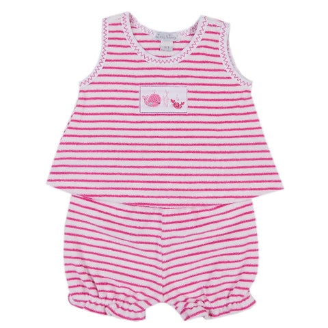 Kissy Kissy - Ocean Treasures Terry Stripe Sunsuit - Fuchsia