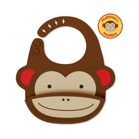 Skip Hop - Zoo Fold and Go Silicone Bib - Monkey